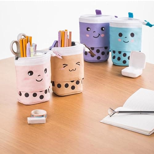 Friinder Telescopic Pencil Bag Pen Holder Pop Up Stationery Case, Stand-up Retractable Transformer Bag Standing Organizer, Great for Christmas Holiday New Year Office Bag thumbnail 6