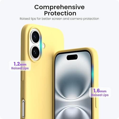 ORNARTO Compatible with iPhone 16 Case 6.1", Slim Liquid Silicone 3 Layers Full Covered Soft Gel Rubber Shockproof Phone Case, Protective Cover with Anti-Scratch Microfiber Lining-Buttercream Yellow thumbnail 4
