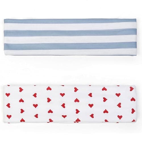 TERSE Fashion Women's Headbands for Short Hair Non Slip Elastic Floral Hairbands, Soft Fabric 2 Inches Thick Stripe Head Bands for Girls, Valentine's Day Heart Headbands thumbnail 3