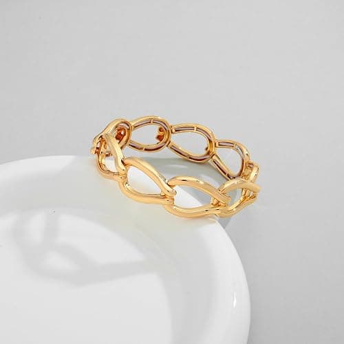 HUAYUNFANG Chunky Gold Stretch Bracelet for Women Adjustable Elastic Chain Bracelet Bold Statement Bracelet Trendy Jewelry thumbnail 8