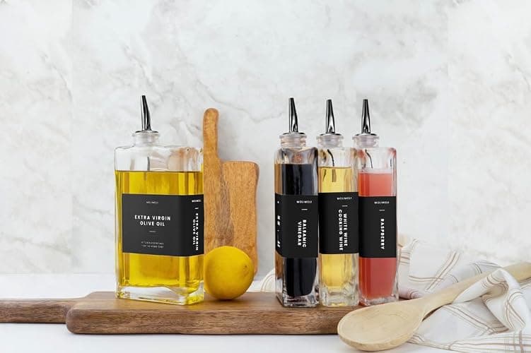 Molimoli Olive Oil Dispenser Bottle for Kitchen, Automatic Pourer, Glass Thin Bottle Dispenser for Kitchen, Olive Oil Cruet, | Set of 2 - Black thumbnail 7