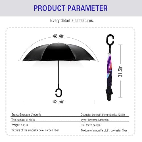 SIEPASA 49/56 Inch Inverted Reverse Upside Down Umbrella, Extra Large Double Canopy Vented Windproof Waterproof Stick Golf Umbrellas with C-shape Handle. thumbnail 5