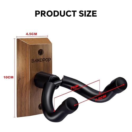 Bandpop Guitar Wall Mount - Black Walnut Guitar Hanger with 5pcs Picks for Acoustic, Electric, Bass, Banjo, Mandolin thumbnail 7