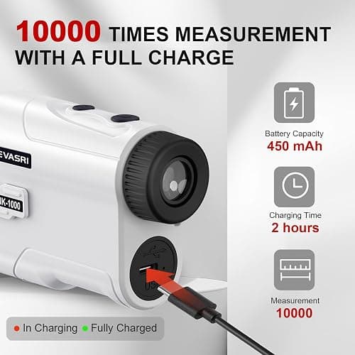 REVASRI Golf Rangefinder with Slope and Pin Lock Vibration, External Slope Switch for Golf Tournament Legal, Rangefinders with Rechargeable Battery 600/1000YDS Laser Range Finder thumbnail 7