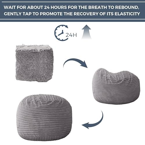 MAXYOYO Giant Bean Bag Chair Bed for Adults, Convertible Beanbag Folds from Lazy Chair to Floor Mattress Bed, Large Floor Sofa Couch, Big Sofa Bed, High-Density Foam Filling, Machine Washable Cover thumbnail 9