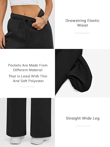 ATHMILE Womens Sweatpants 2025 Fall Baggy Wide Leg Sweatpant Fleece Lined Straight Leg Sweat Pants thumbnail 3