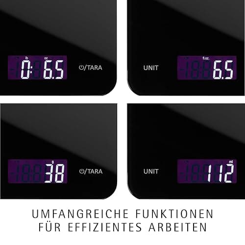 WMF Digitale Küchenwaage schwarz 23 x 15 x 2 cm, Backwaage, Haushaltswaage, Küchenwaage digital, Sicherheitsglas, grammgenau, Tara-Funktion, 5kg Maximalgewicht, schwarz thumbnail 3