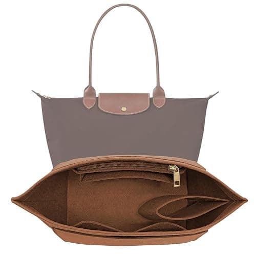 LOUKAYCCI Purse Organizer Insert for Le Pliage Medium Handbags Insert Organizer (Brown, Medium) - Image 1
