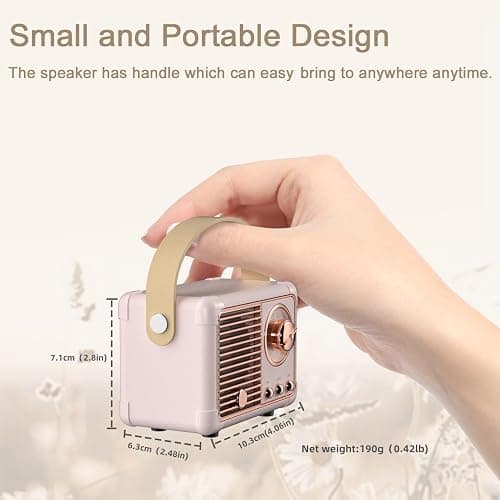 Caulikine Retro Bluetooth Speaker Portable Girls Birthday Presents Wireless Speaker Vintage for Women,Her,Girls,Teenage Gifts, Room Decor Portable for Travel Indoor&Outdoor (Pink) thumbnail 2