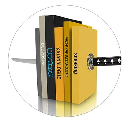ZWCIBN Book Ends Decorative, Modern Metal Funny Unique Black DVD Bookends for Shelves, Katana Book Stopper Holder for Office Home, Desk Gifts Book Stands for Men and Book Lovers thumbnail 7