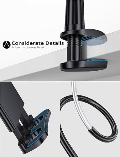 Tryone Gooseneck Tablet Holder Stand for Bed Adjustable Flexible Arm Tablets Mount Clamp on Table Compatible with iPad Air Mini | Galaxy Tabs | Kindle Fire | Switch or Other 4.7-10.5" Devices thumbnail 6