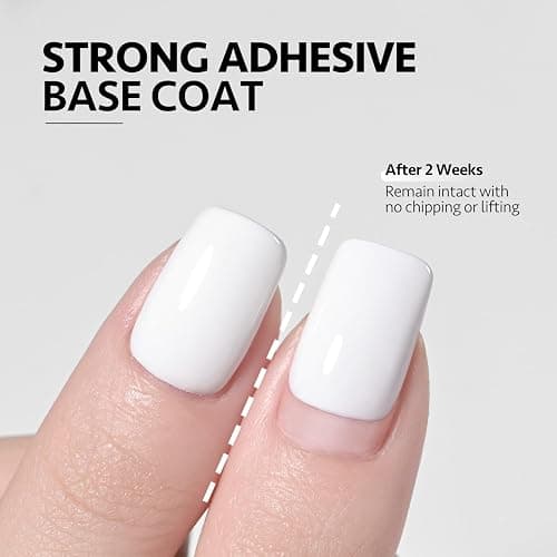 GAOY Gel Top Coat, Base Coat and White Gel Polish Set, 3 Pcs 16ml Clear Glossy No Wipe Combination and Color for UV Light Cure thumbnail 4