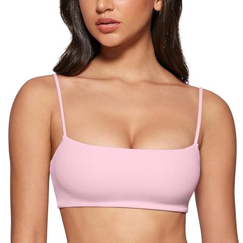 INGIA Women's Square Neck Sports Bra Spaghetti Strap Padded Cami Yoga Wireless Square Back Workout Bra Crop Top - Image 1