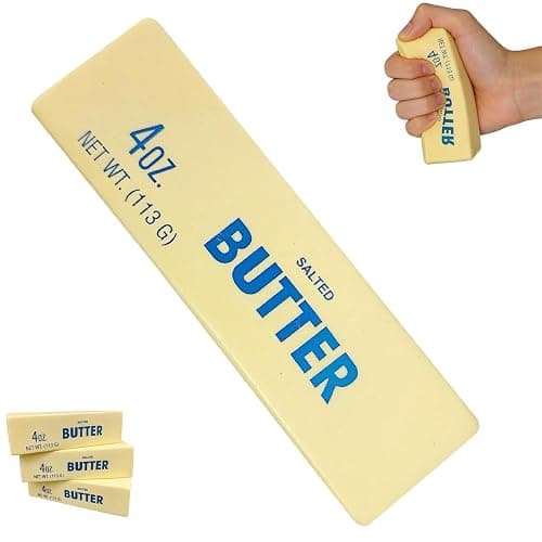 Butter Squishy, Cheese Squishy, Salted Butter Design Stress Relief Squishies for Desk, 4oz Replica Sensory Fidget for Adults, Funny-Themed Office Decor (1PCS) - Image 1