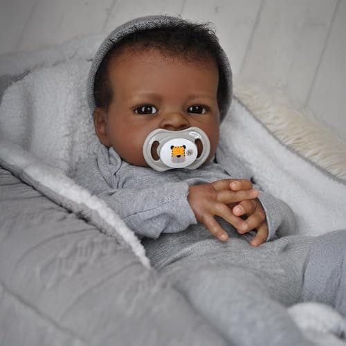 WOOROY Realistic Reborn Baby Dolls Black Boy, 20 Inch African American Newborn Boy Doll, Lifelike Weighted Soft Body, Christmas Birthday Gift for Kids Age 3 + thumbnail 2