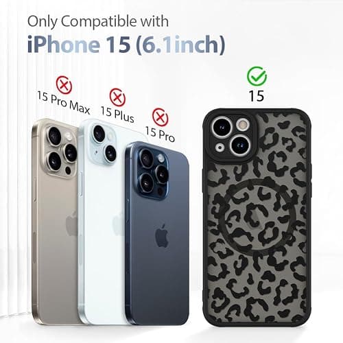AIGOMARA Case for iPhone 15 [Compatible with MagSafe] Black Leopard Pattern Design for Women Girls Men Soft TPU Bumper Hard PC Back Anti-Fall Shockproof Protective Slim Cover thumbnail 7