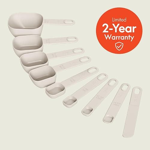 bella 9 Pc Nested Measuring Cup & Spoon Set, BPA & BPS-free nylon, Oatmilk thumbnail 3