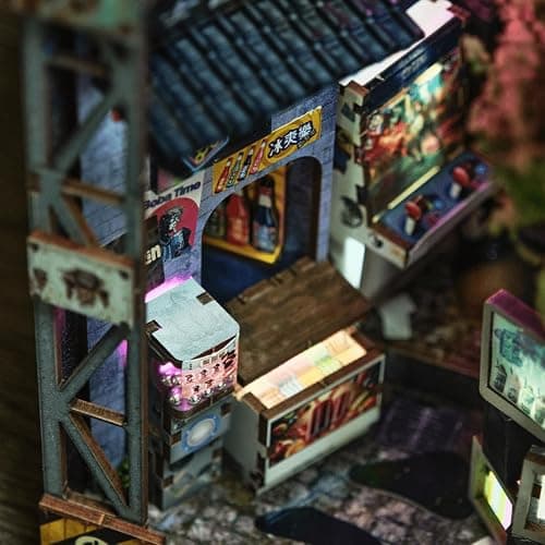Anavrin Book Nook Kit Kowloon Walled City 2049 DIY 3D Wooden Booknook for Adults, Teens and Book Lovers, Bookshelf Insert Library Decor, Creative Gift for Family, Friends, and Elderly thumbnail 8