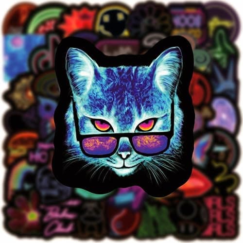 Vintage Aufkleber, Sticker Aesthetic für Wasserflaschen, Scrapbooking, Laptops,Wasserfeste Vinyl Aufkleber für Kinder Mädchen Jugendliche (Neon) thumbnail 4