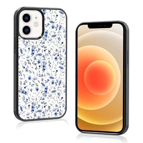 Axulimin Cute Blue Flower Floral Aesthetic Phone Case for iPhone 12 & iPhone 12 Pro Case for Teen Girls Women Kids Girls -6.1Inch - Image 1