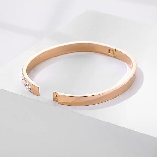 YCSLYW Women's Stainless Steel Bracelet Jewelry Crystal Bracelet With Cube Zircon Hinge Jewelry oval Bangle Witness the Gift of Love - 7 Inch-Cross Silver thumbnail 6