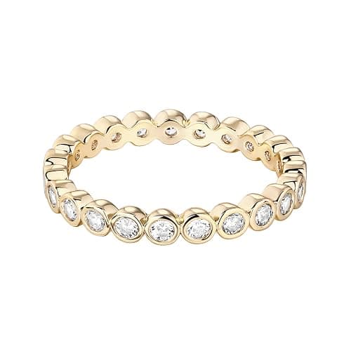 PAVOI 14K Gold Plated Rings with Cubic Zirconia - 2.8mm Stackable for Women - Gold Love Ring thumbnail 3