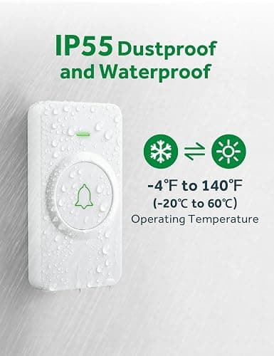 AVANTEK Wireless Door Bell, WA-11 Waterproof Battery Operated Doorbell Chime Operating at 1000 Feet, Portable Door Chime kit with 52 Melodies, 5 Volume Levels, and CD Quality Sound thumbnail 4