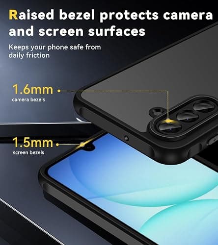 ivoler 3 in 1 Case for Samsung Galaxy A18 / A17 with 2 Pieces Tempered Glass,[Military Protection] Translucent Anti-Shock Protective Cover-Black thumbnail 3