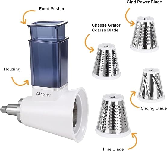 Slicer Shredder Attachment for Kitchenaid Stand Mixer, Salad Machine with Vegetable Slicer, Salad Maker, Food Slicers Cheese Grater Attachments for Kitchenaid Mixer Dishwasher Safe By Airpro,Blue thumbnail 4