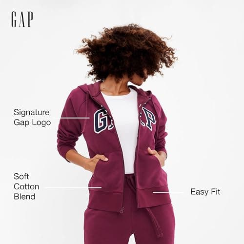 GAP Women's Logo Hoodie Hooded Full Zip Sweatshirt thumbnail 2