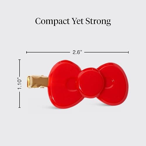 Hello Kitty x Kitsch Creaseless Hair Clips for Women - No Crease, No Bend Hair Clips for Styling, Bangs, Makeup Application, Face Wash | Durable Plastic - Red Bow Design | Ideal Gifts for Women, 2pc thumbnail 4