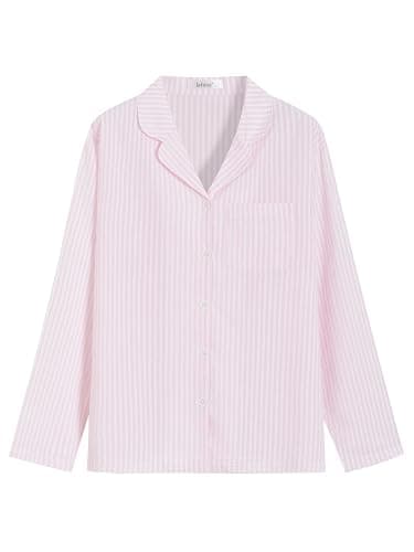 Latuza Women's Cotton Long Sleeve Pajama Set Seersucker Button Down Pj Set thumbnail 3