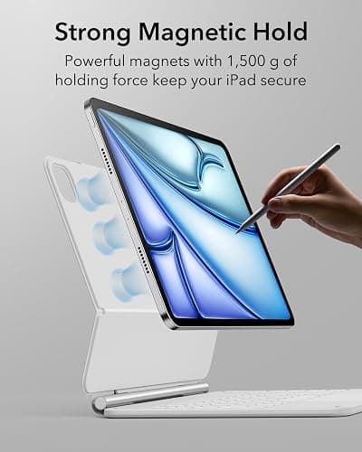 ESR for iPad Air 11/Pro 11 Inch Case with Keyboard,Quick-Set Magnetic Stand | For iPad Air 5/4th, Secure Magnetic Lock, Precision Multi-Touch Trackpad, Backlit Keys, Rebound Series, White thumbnail 3