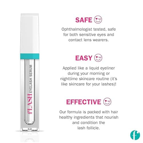 fLASH Eyelash Serum Mini for Long, Curled Natural Lashes - Enhances & Strengthens, Safe & Effective Formula for Contact Wearers & Sensitive Eyes, Travel Size, 6 Week Starter Supply - 1mL (0.034 Fl Oz) thumbnail 4