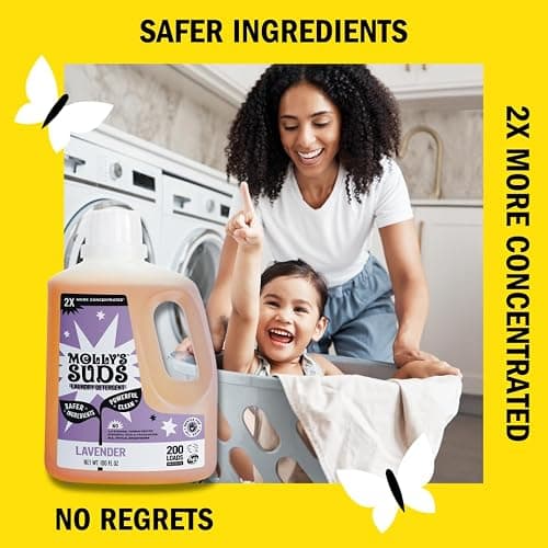 Molly's Suds Liquid Laundry Detergent | Clean Laundry Detergent Soap for Sensitive Skin | 2x Concentrated, High Efficiency (HE) (Lavender - 200 Loads) thumbnail 3