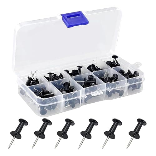 100Pz Puntine Nero In Plastica,Puntine Per Lavagna Sughero,Chiodi Per Quadri Muro,Chiodini Per Bacheca Per Scuola,Ufficio,Disegno - Image 1