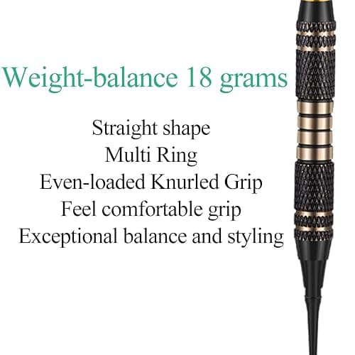 sanfeng Soft tip Darts Set 18/20 Grams - Professional Darts Plastic Tip with Brass Barrel + Aluminum Shafts + 50 Rubber o-Ring + 6 Flights +50 Soft Tips for Electronic Dartboard thumbnail 3