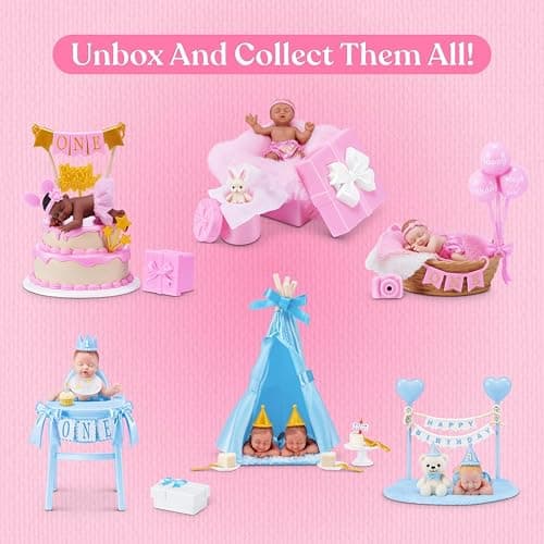 My Mini Birthday Series 1 By ZURU | 6 mini baby dolls to collect; birthday outfits & accessories; cake, balloons & party props; nurturing play; kids gift thumbnail 4