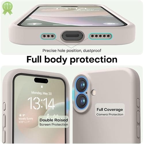 LOVE 3000 Designed for iPhone 16 Case, Premium Silicone with [Soft Anti-Scratch Microfiber Lining] Shockproof Protective Phone Case for Men Women Girls 6.1", Stone thumbnail 3