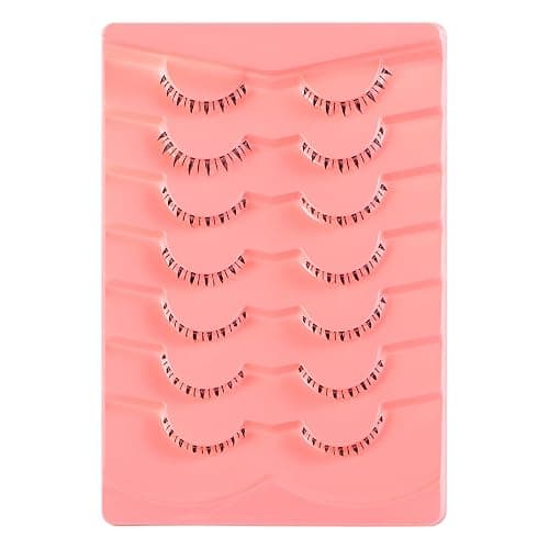 outopen 7 Pairs Bottom Lashes Clear Band Wispy Natural Look Lashes Japanese Manga Style Spiky Anime Lower Lashes Dramatic DIY Cosplay Bottom Eyelashes Reusable (A01) thumbnail 7