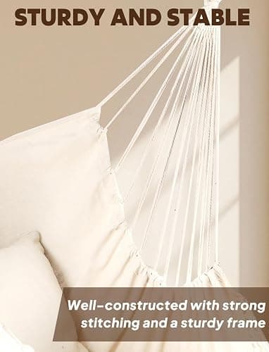 Chihee Hammock Chair Hanging Swing Max 500 Lbs 2 Cushions Included Metal Spreader Bar with Anti-Slip Grooves Portable Hanging Chair Side Pocket Large Macrame Bohemian Chair Indoor Outdoor thumbnail 5