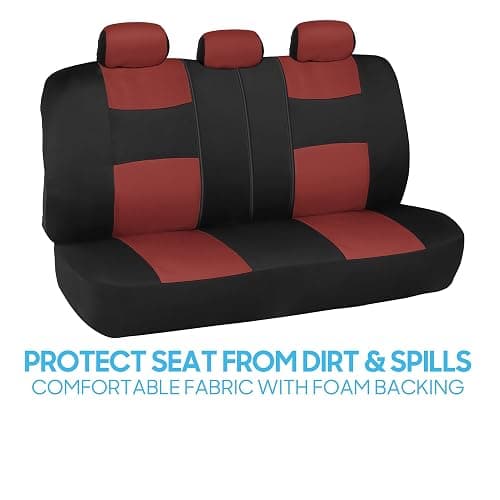 BDK PolyPro Car Seat Covers Full Set in Terracotta on Black, Front and Rear Split Bench Seat Covers for Cars, Easy to Install Car Seats Cover Set and Accessories for Auto Trucks Van SUV - Terracotta thumbnail 7