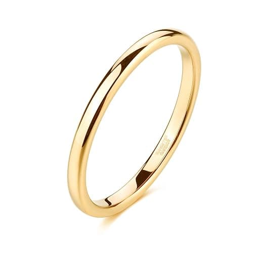 TRUMIUM 2mm 4mm 6mm 8mm Tungsten Wedding Band Ring for Men Women Silver/Rose Gold Plated/Rainbow/Gold Plated Domed High Polish Engagement Promise Rings Comfort Fit 4-15 - Image 1
