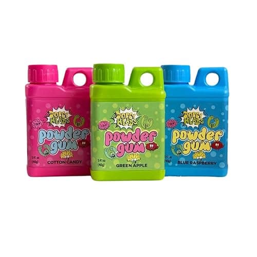 Dopey Heads | Powder Bubble Gum | HALAL | Blue Raspberry | Cotton Candy | Sour Apple | Flavoured Bubble Gum | Fruit Flavour | Sweet Gum Powder | 40g (1.41oz) Each | 3 Flavours (Pack of 3) - Image 1