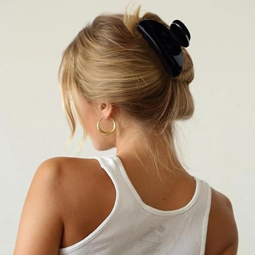 Canitor Hair Claw Clips for Women Acrylic Marbled Hair Clips for Thick Thin Hair Emi Cute Hair Accessories Preppy Teen Girl Gifts Trendy Stuff Black White Blue thumbnail 6
