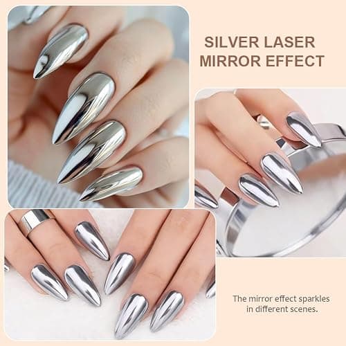 LOPHE Chrome Nail Powder, 2 Stück Glitzer-Nagelpuder-Set, Metallisches, spiegelndes Chrom-Nagelpulver, Holografisches Chrompulver mit Spiegeleffekt， Geeignet für Nagelstudios zum Selbermachen thumbnail 3