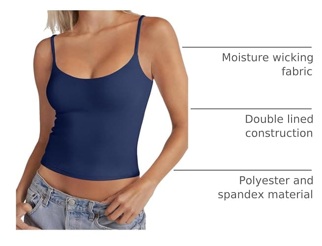 PINKMSTYLE Women's Basic Double Lined Scoop Neck Tank Tops Adjustable Cami Tank Summer Sleeveless Tops thumbnail 4