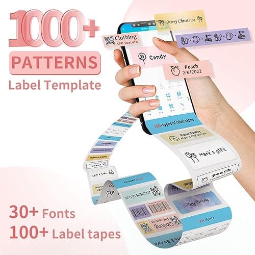 Phomemo Label Maker Machine, D30 Portable Handheld Bluetooth Mini Label Printer, Multiple Templates Smartphone Thermal Small Label Maker for Kids School Items, Classroom Teacher Supplies, Easy to Use - Pink - 1 Printer + 1 Roll Paper thumbnail 5
