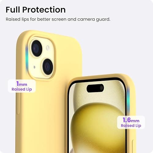 ORNARTO Compatible with iPhone 15 Case 6.1, Slim Liquid Silicone 3 Layers Full Covered Soft Gel Rubber Phone Case, Anti-Scratch Shockproof Protective Cover 6.1 Inch, Butter Yellow thumbnail 4