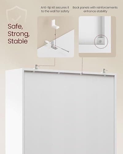 VASAGLE Custos Collection - Bookshelf, Bookcase, Cube Shelf with 6 Compartments, 9.4 x 25.8 x 38.6 Inches, Storage Shelf, for Living Room, Home Office, Dining Room, Cloud White ULBC423W01 thumbnail 6